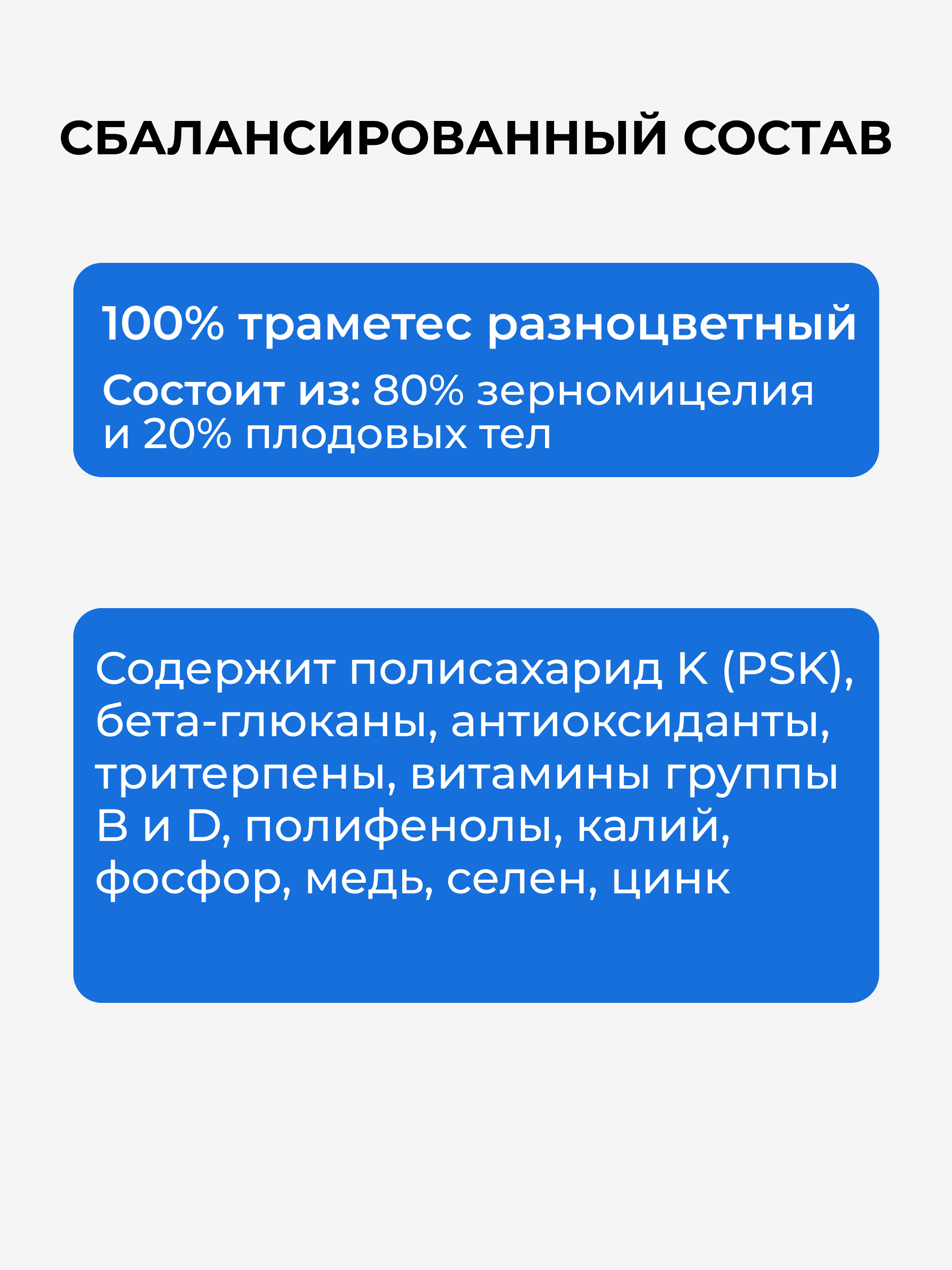 Траметес разноцветный порошок, 100 г