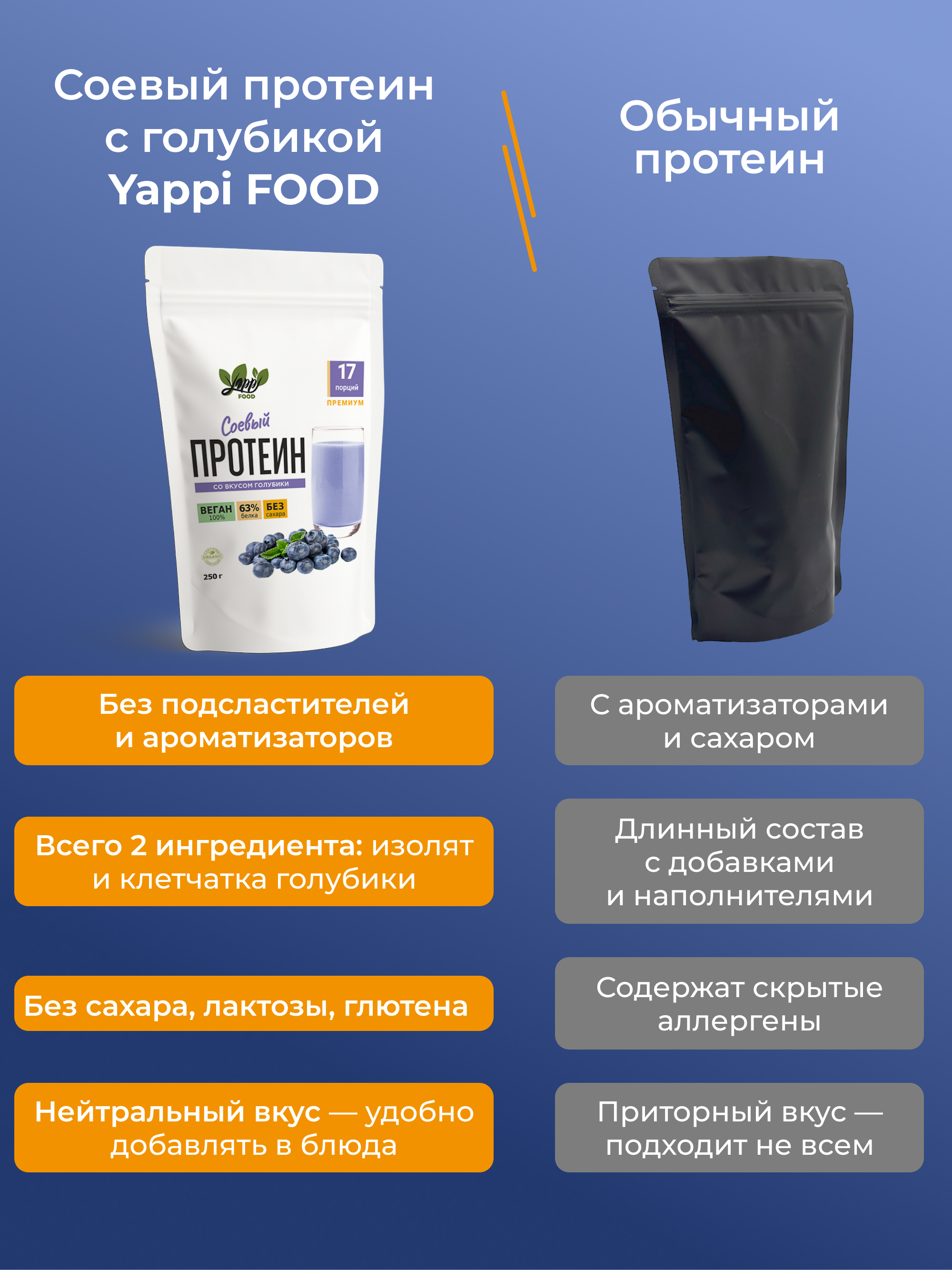 Соевый протеин с голубикой, 250 г